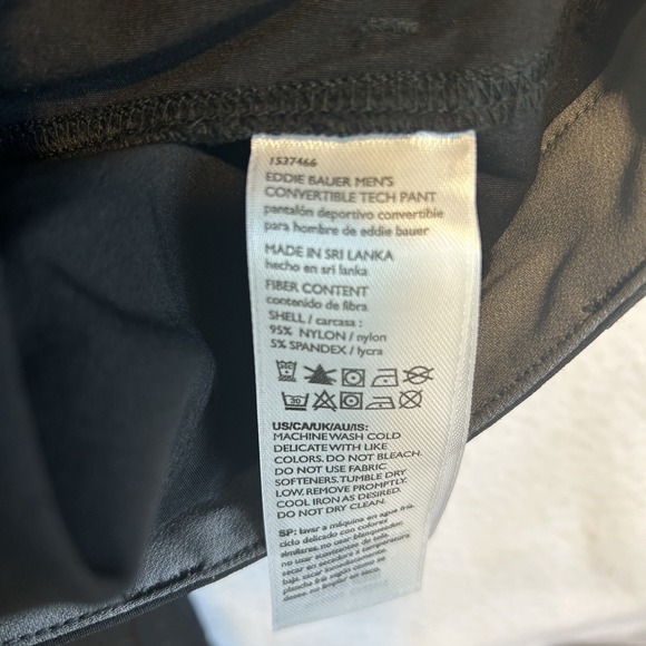 Eddie Bauer Men Convertible Tech Pant Black Sz 36x32 Zip Off Legs Outdoor Hiking - Picture 4 of 13